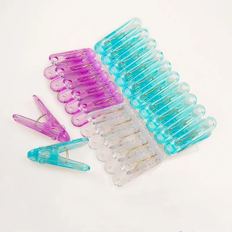 Transparent Laundry Clothes Pins Hanging Pegs Clips Household Food Clip Clothespins Socks Underwear Drying Rack Holder 50Pcs