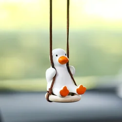 Charming Duck Car Ornament: Tire Swing Rearview Mirror Pendant (A  Adorable Duck)