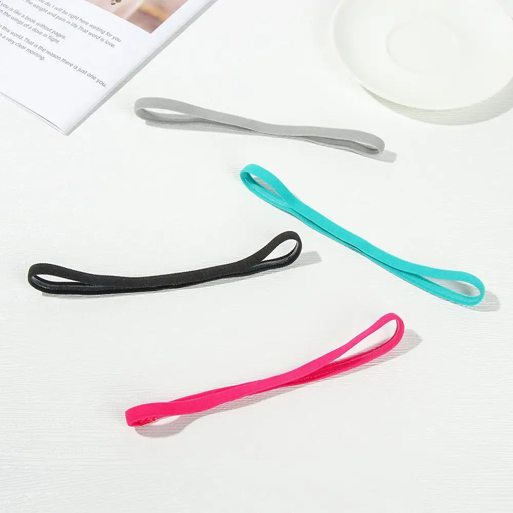 Sports Headbands Super Fine Candy Color Women Yoga Hair Bands Sports Headband Girls Sport Anti-slip Elastic Rubber Sweatband Football Running