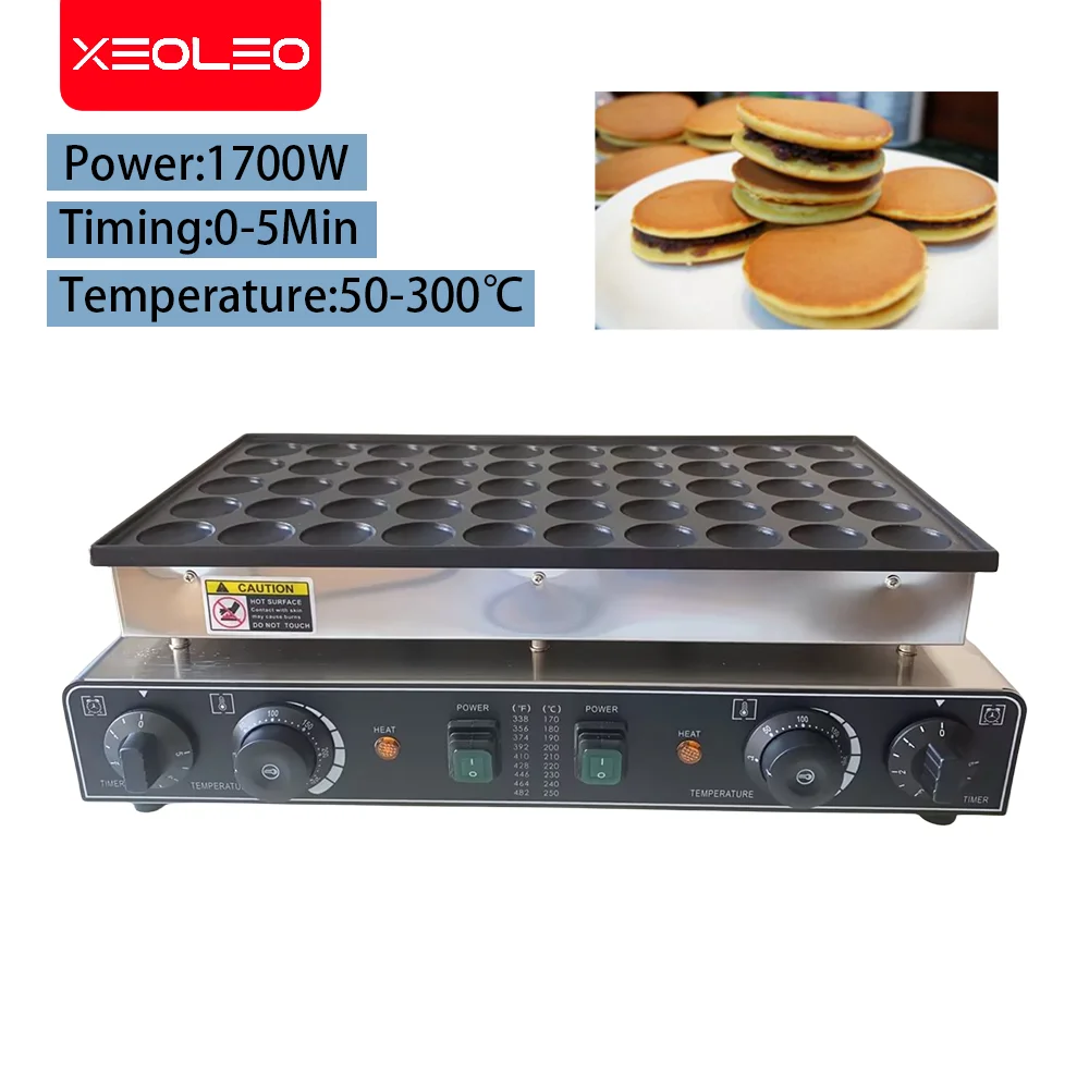 XEOLEO Commercial électrique 50 trous crêpière 850 W + 850 W Mini crêpes hollandaises gaufriers Machine à crêpes Mini Machine à beignets