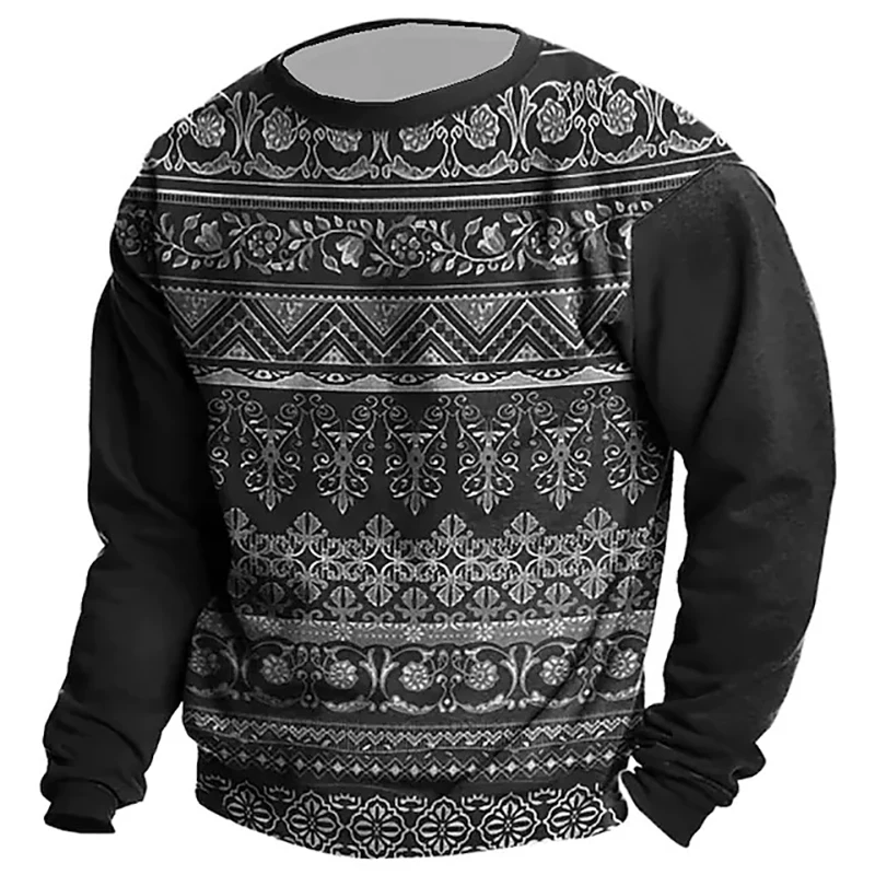 Bohemian Floral Long Sleeved T Shirt Casual Retro Tops