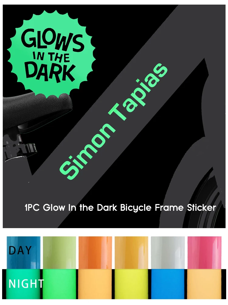 Description Picture 2 of itemGlow in the Dark Bicycle Frame Sticker Personalised Name Cycling Decorative Vinyl Decal DIY Waterproof Bike Luminous Label