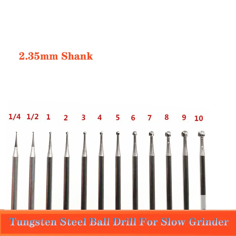 

1PC Ball Shape Drill 2.35mm Shank Tungsten Carbide Bur Ball Cutter HP Nuclear Jade Carving Mold Dental for Grinding Laboratório