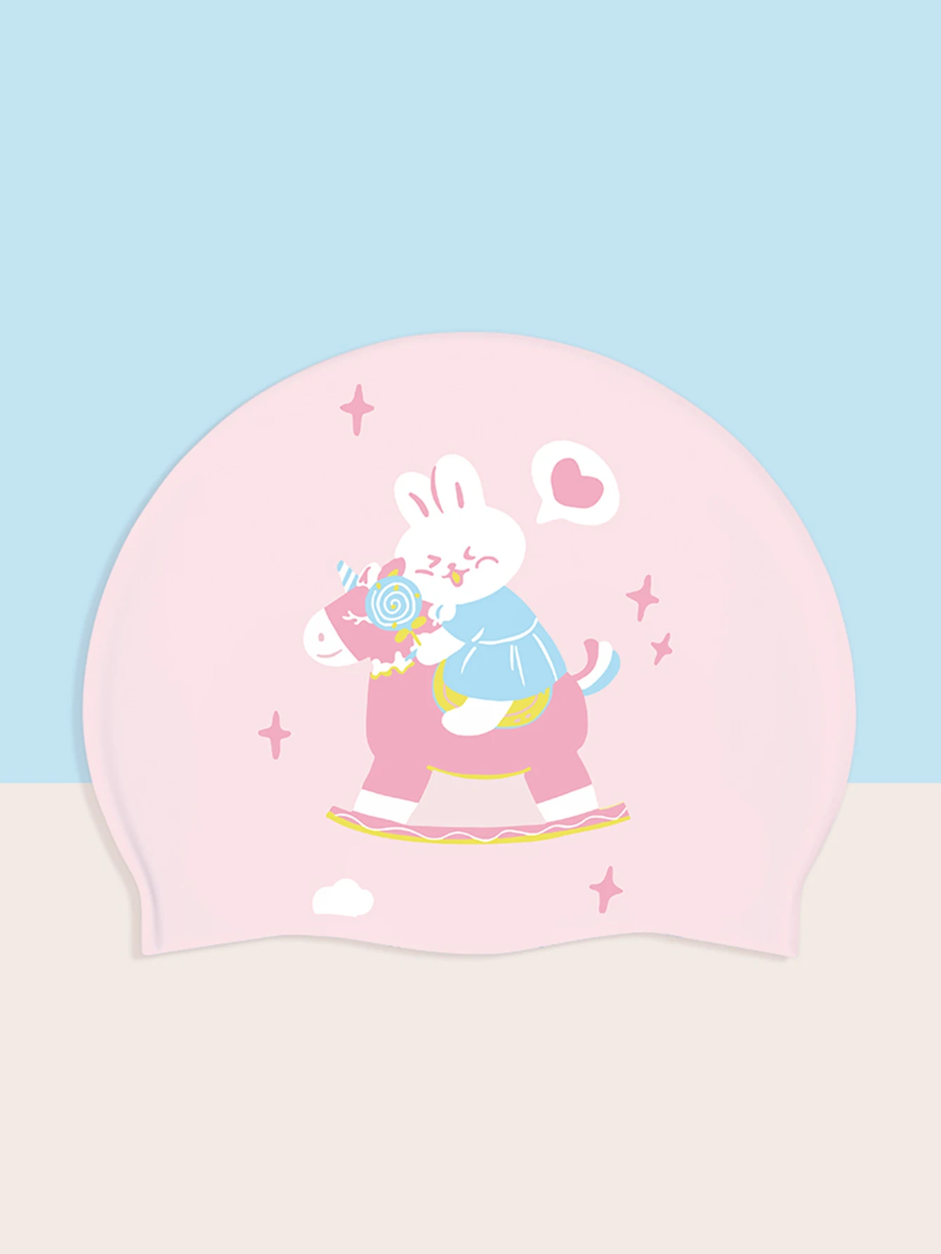1Pcs New cartoon cute and fashionable children's swimming cap, high elasticity silicone ear protection, waterproof and soft 5