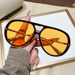 Trendy Luxury Vintage Oversized Double Bridge Sunglasses (Yellow)