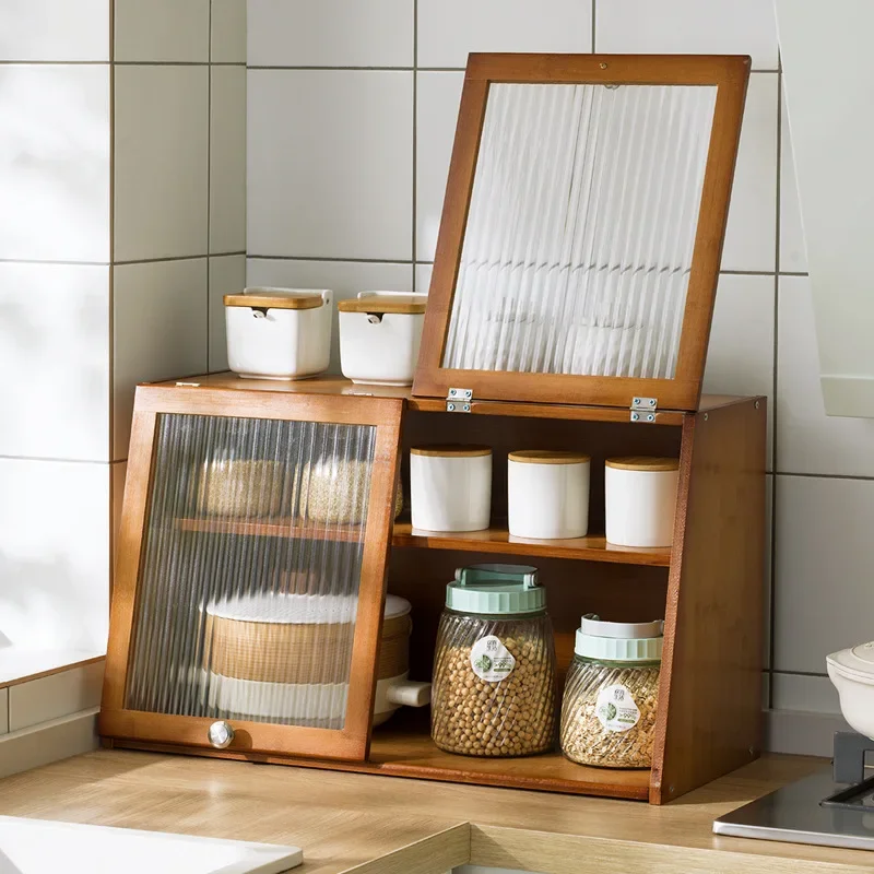 

AOLIVIYA Official Kitchen with Door Seasoning Product Storage Rack Countertop Bowl Dish Plate Oil and Salt Sauce Bottle Multi-Fu