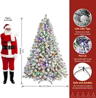 7ft Pre-Lit Flocked Spruce Artificial Christmas Tree with Remote, Timer, 400 Lights, 1062 Tips, White 2