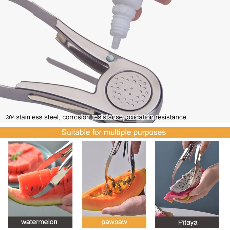 Mango Splitter Fruit Peeler Mango Cutting Knife Stainless Steel Fruit Peeling Tool Coring Diced Kitchen Supplies