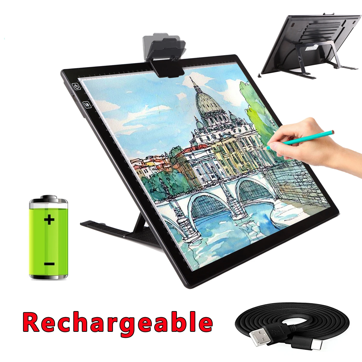 A3 Tablette Lumineuse, Ultra Mince Rechargeable 2500 mAh Tablette