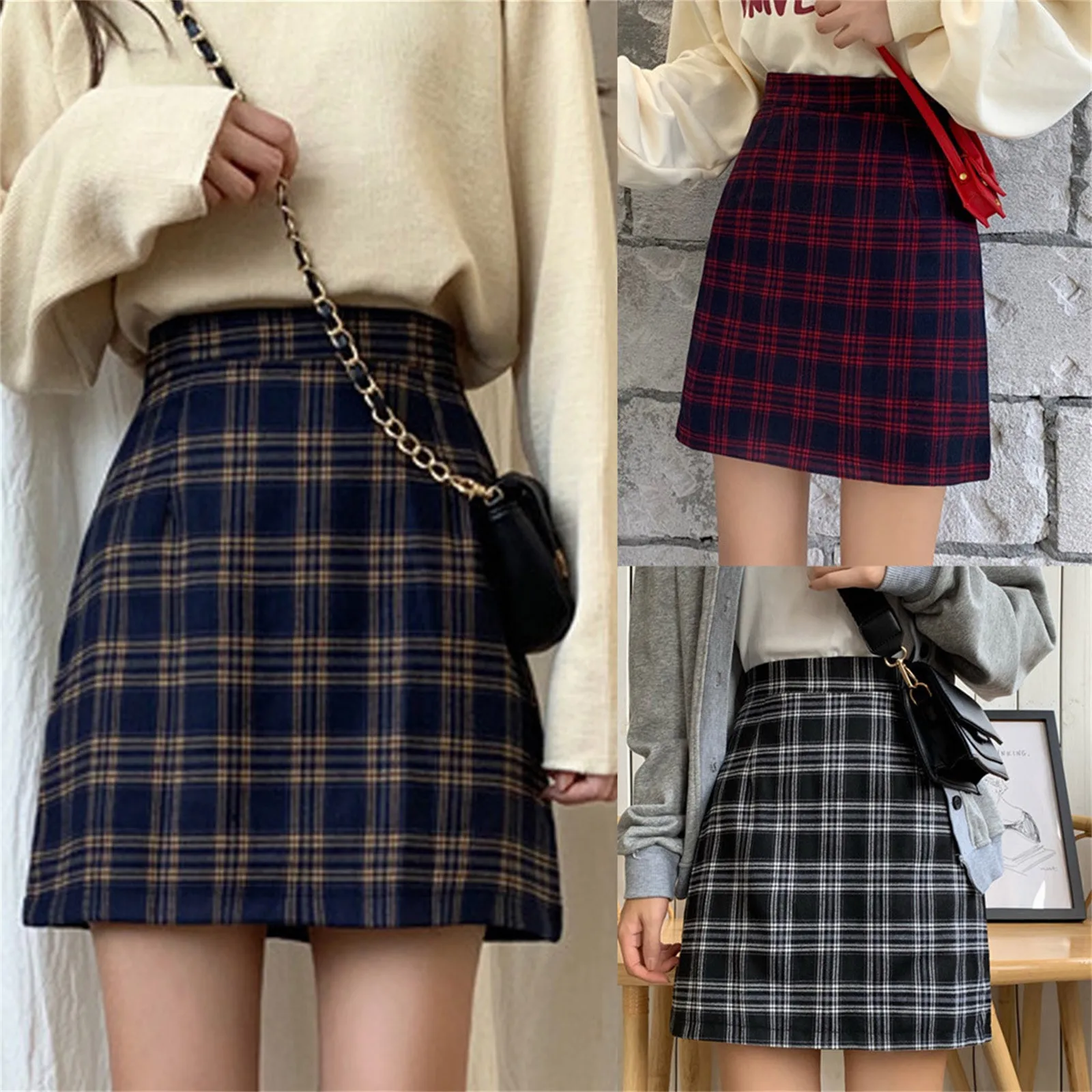 

Youthful Woman Clothes Fashion Women Plaid Printed Skirt Strap Elastic Ladies Slim Alluring And Glamorous Short Skirts