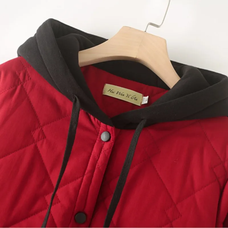 Plus Size Women Parka Autumn/Winter New Fashion Loose Hooded Thick Cotton-Padded Casual Coat 8937