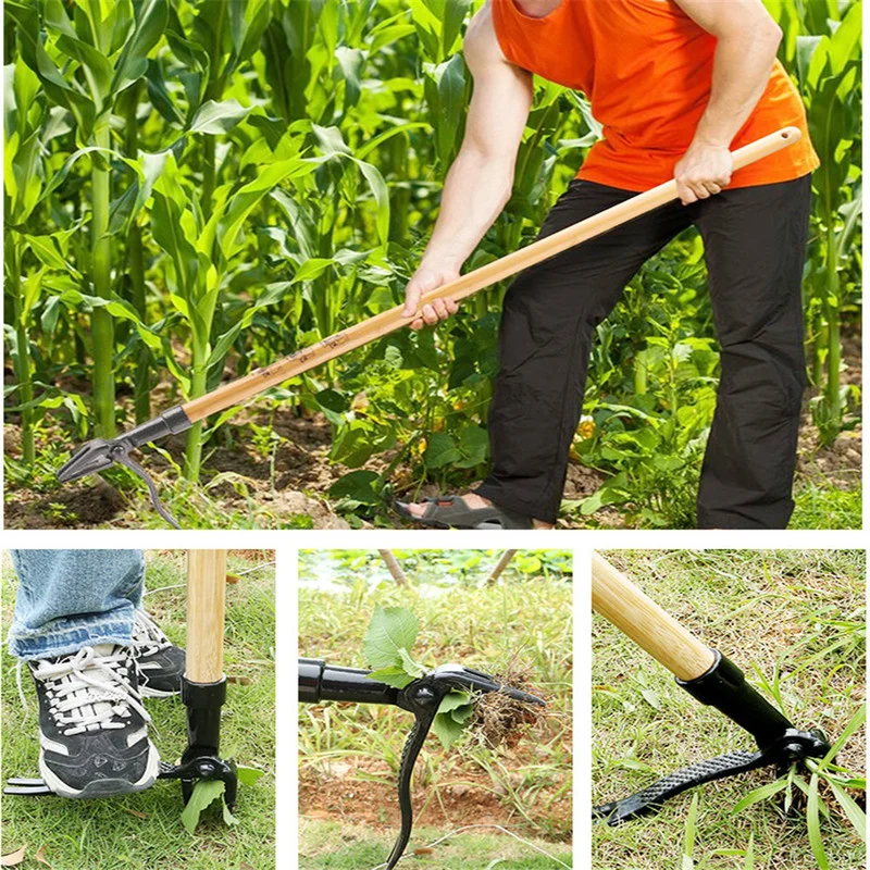Weeding Hook Weed Puller Tools Stand Up Garden Weeder Claw Root Remover  Foot Pedal Removable Garden Hoe Hand Tool