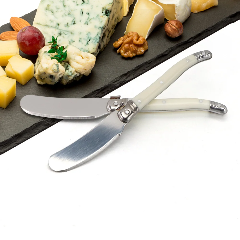 Butter Knives Butter Spatula 4/6/8Pcs Stainless Steel Jam Spreader Cake Slicer White Plastic Handle Cheese Spreader Knife
