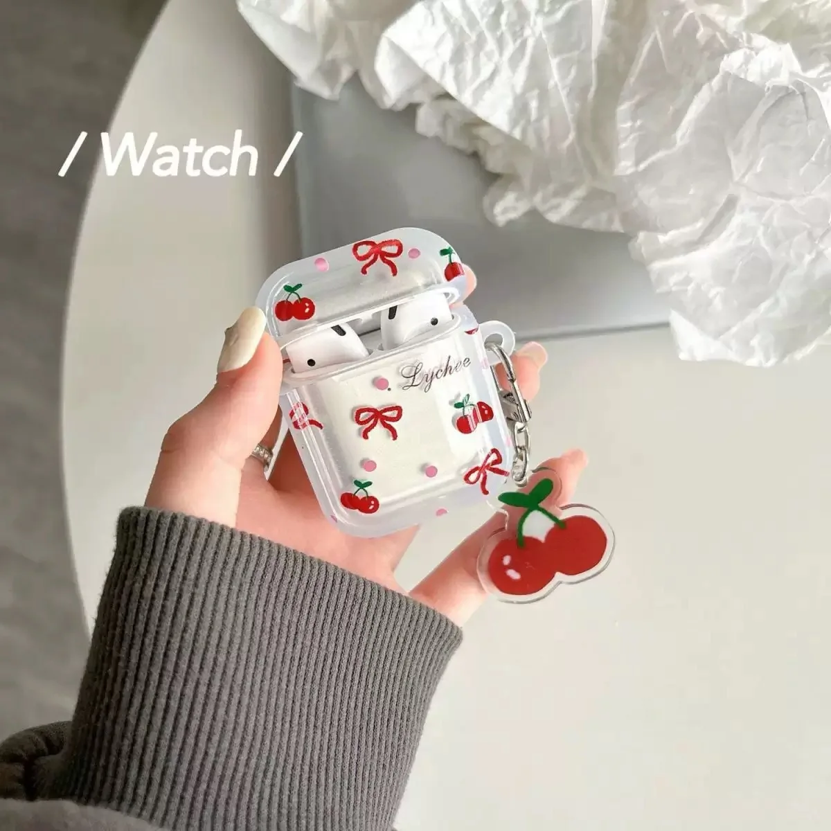 Clear TPU AirPods Case with Pendant for AirPods 1 2 3 Pro