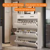 Multi Functional Narrow flip Shoe Cabinet with 3 Doors 2 Drawers, accommodate Various Shoes, Suitable for Entryway and corridors 6