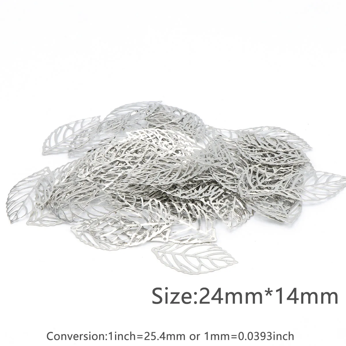 Elegant Metal Filigree Leaf Pendants for Jewelry Crafting - 100 Pieces