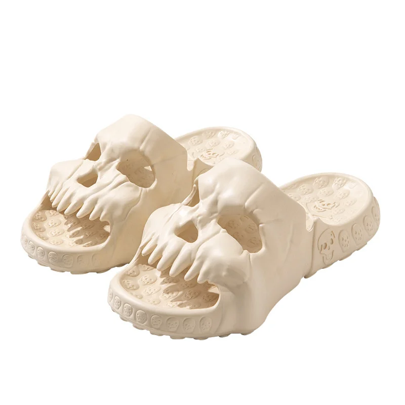 Punk Gothic Skull Slippers Men's Women Summer Ins Fashion Indoor Home Thick Soles EVA Sandals Outdoor Beach Flip Flops