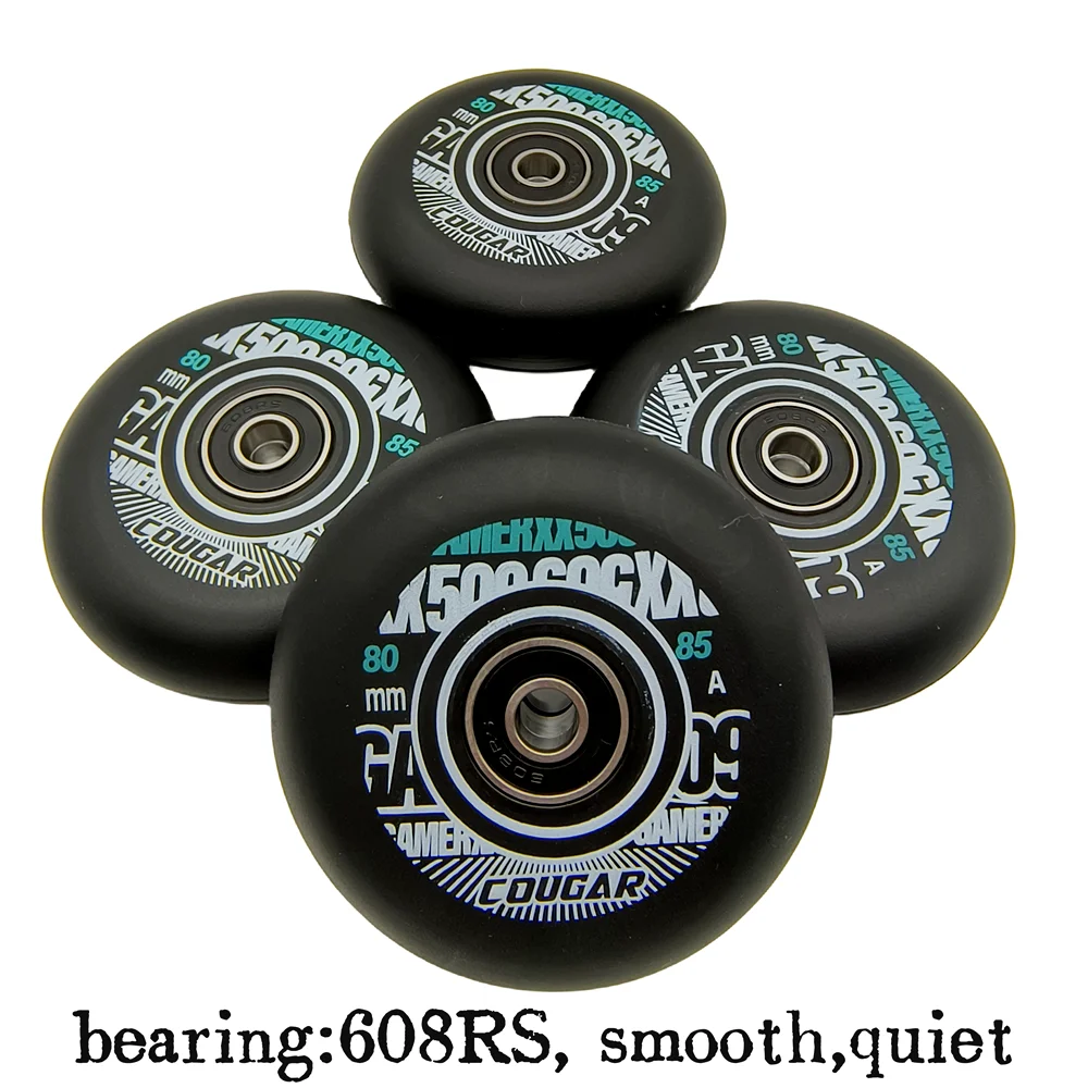 Inline skate wheel roller wheel cougar 78mm 80mm width 24mm 85A bearing 608RS 8 wheels/lot
