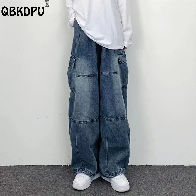

Streetwear Baggy Oversize Cargo Jeans High Waist Drawstring Women Trendy Wide Leg Vaqueros Wash Casual Banded Harem Denim Pants