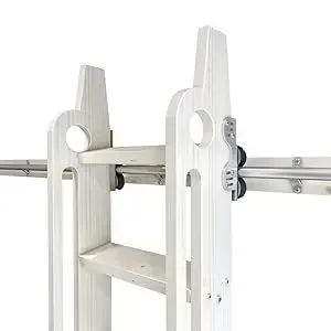 10FT(300cm) Retractable Sliding Library Hardware Kit No Ladder,Round Tube Rolling Ladder Track， Floor Roller with Brake