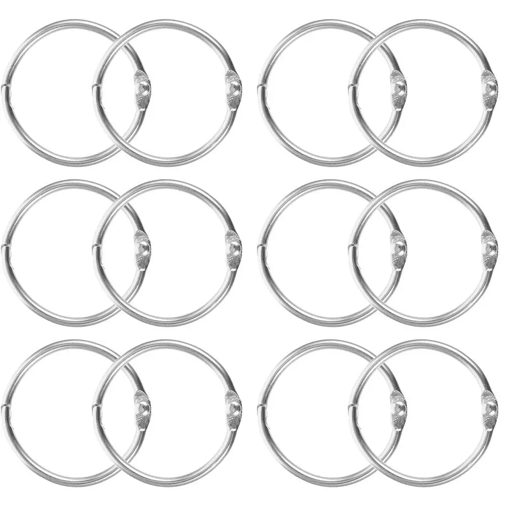 12Pcs 금속 바인더 링 플래너 노트북 인덱스 카드용 헤비 듀티 라운드 루즈 리프 바인딩 링 공예 스크랩북 사무실