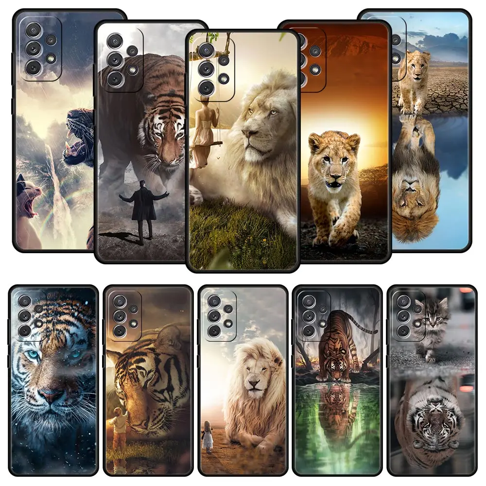 

Animal Tiger Lion Phone Case For Samsung Galaxy A73 A53 A33 5G A13 4G A23 A21s A03 A11 A31 A41 A51 A52 A71 M21 M22 M31 A01 Cover