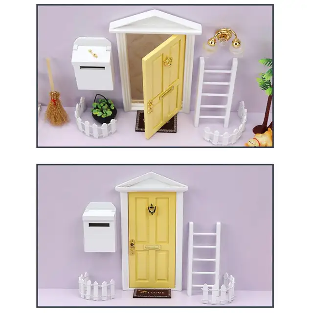 VGEBY Petite porte de fée des dents en bois Mini Porte en Bois Couleur Vive  Détails Vifs Bord de Fée jeux poupee Violet clair