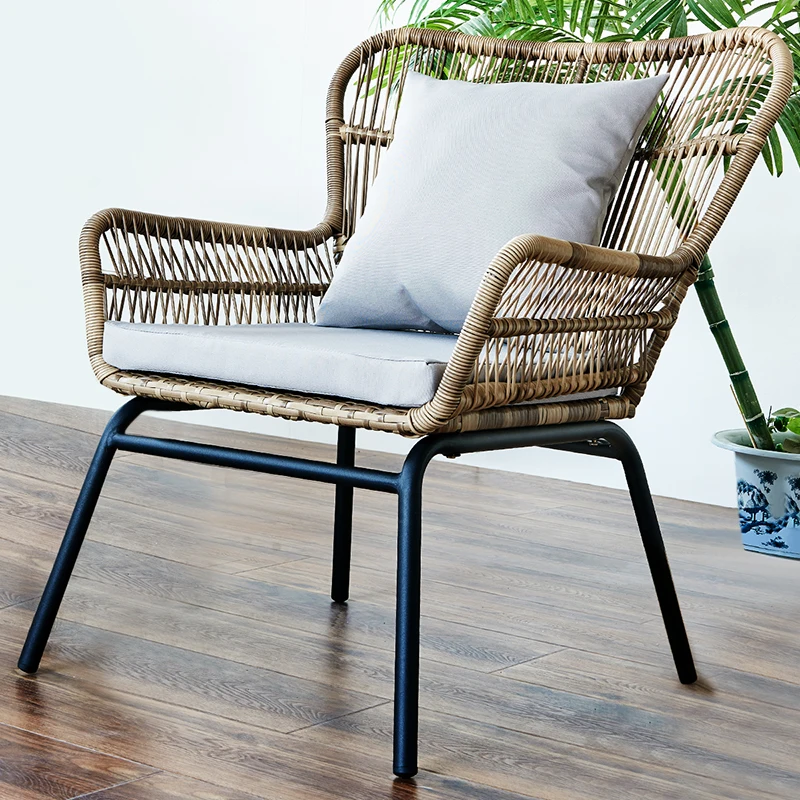 Living Room Patio Garden Chair Rattan Camping Beach Outdoor Dining Chairs Lawn Balcony Chaise Jardin Garden Furniture WK50GC