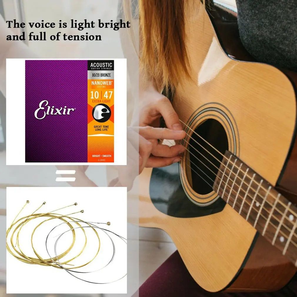Electric Guitar Strings 11002 11052 16027 Anti-Rust Acoustic Electric Guitar Strings Phosphor Bronze 80/20 Bronze Nickel