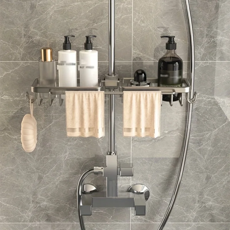 หนึ่งชั้นเก็บของในห้องน้ํา,ตะกร้าเก็บหัวฝักบัว,ชั้นเก็บหัวฝักบัว,เหมาะสําหรับห้องน้ําหัวฝักบัวก๊อกน้ําห้องครัว 1