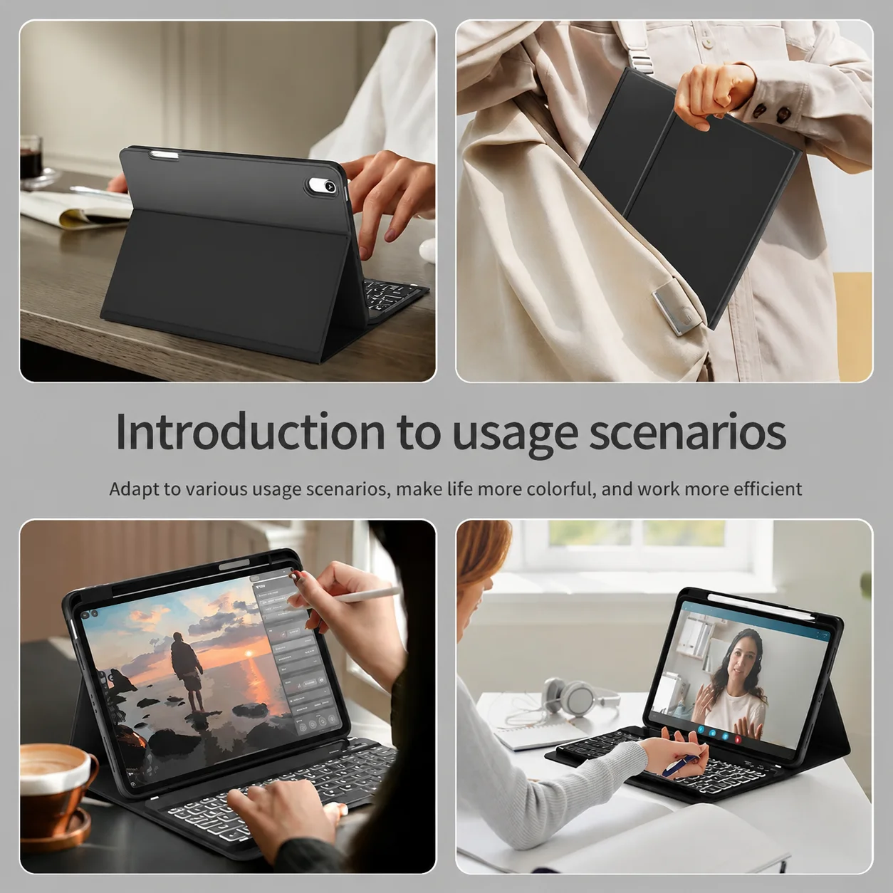 iPad 11 Keyboard Case with Pencil Holder - Detachable Wireless Keyboard & Charging Support