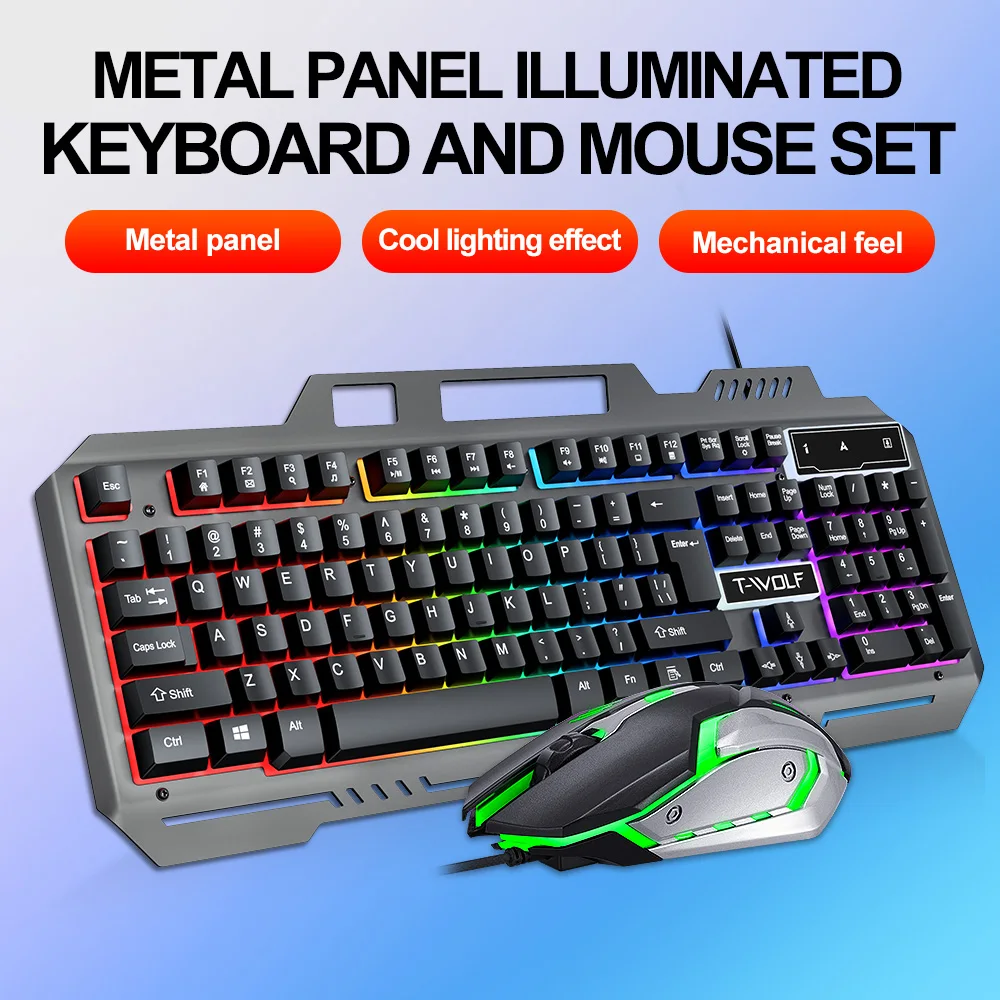 2025 Game Exclusive Electronic Sports Keyboard And Mouse Set USB Wired Interface RGB Light Effect Keyboard Ergonomic Wheel Mouse