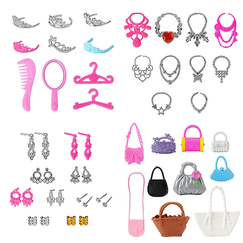 ▶20PCS Universal Earrings Bracelets Crown For 1/6 Doll Accessories Fashion Set Girl's Doll Jewelry DIY Decoration Toy