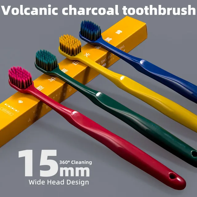 Y-kelin New Volcanic Charcoal Toothbrush Widen Soft Eco Friendly Portable Fiber bursh Premium Oral Hygiene Care Dropshipping 1