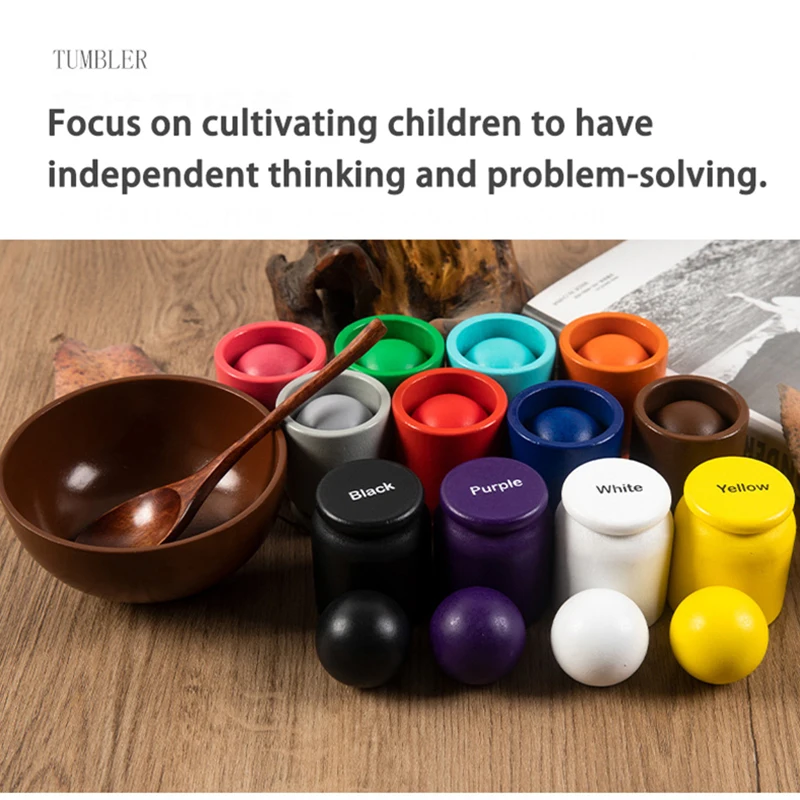Gioco Educativo In Legno Balls In Cups – Palline Arcobaleno Per Imparare Colori E Numeri – Giochi Di Ordinamento Per Bambini