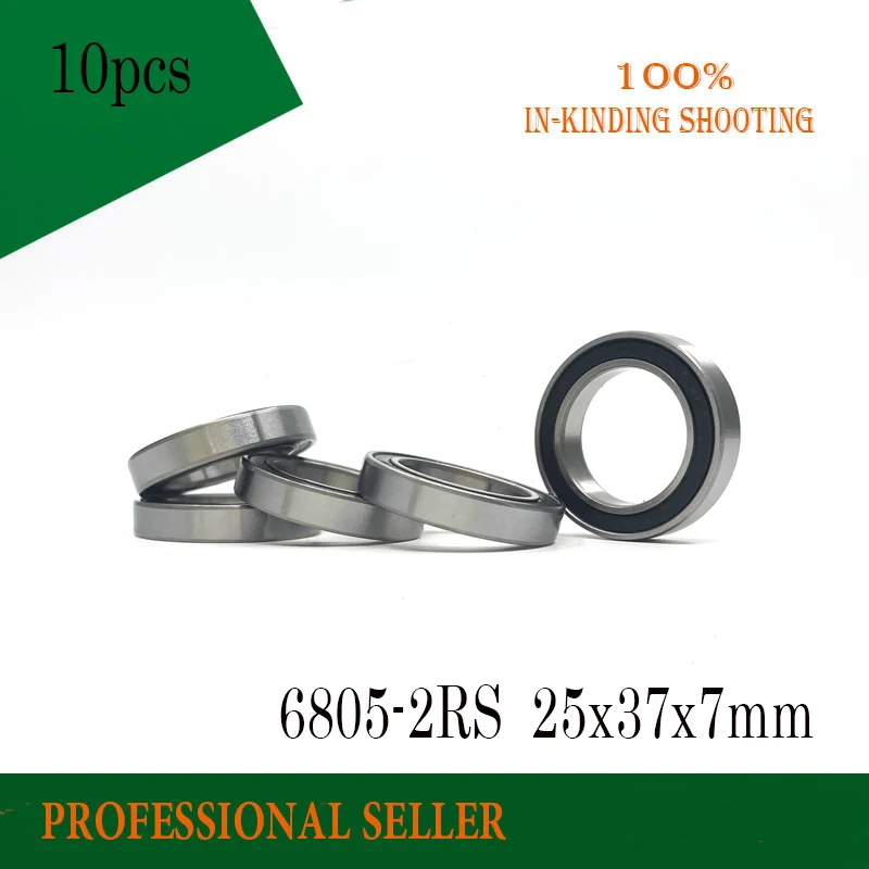 

High quality 6805-2RS 10PCS 61805RS 6805 RS 25x37x7mm deep groove ball bearing Bearings 25*37*7mm for bicycle part