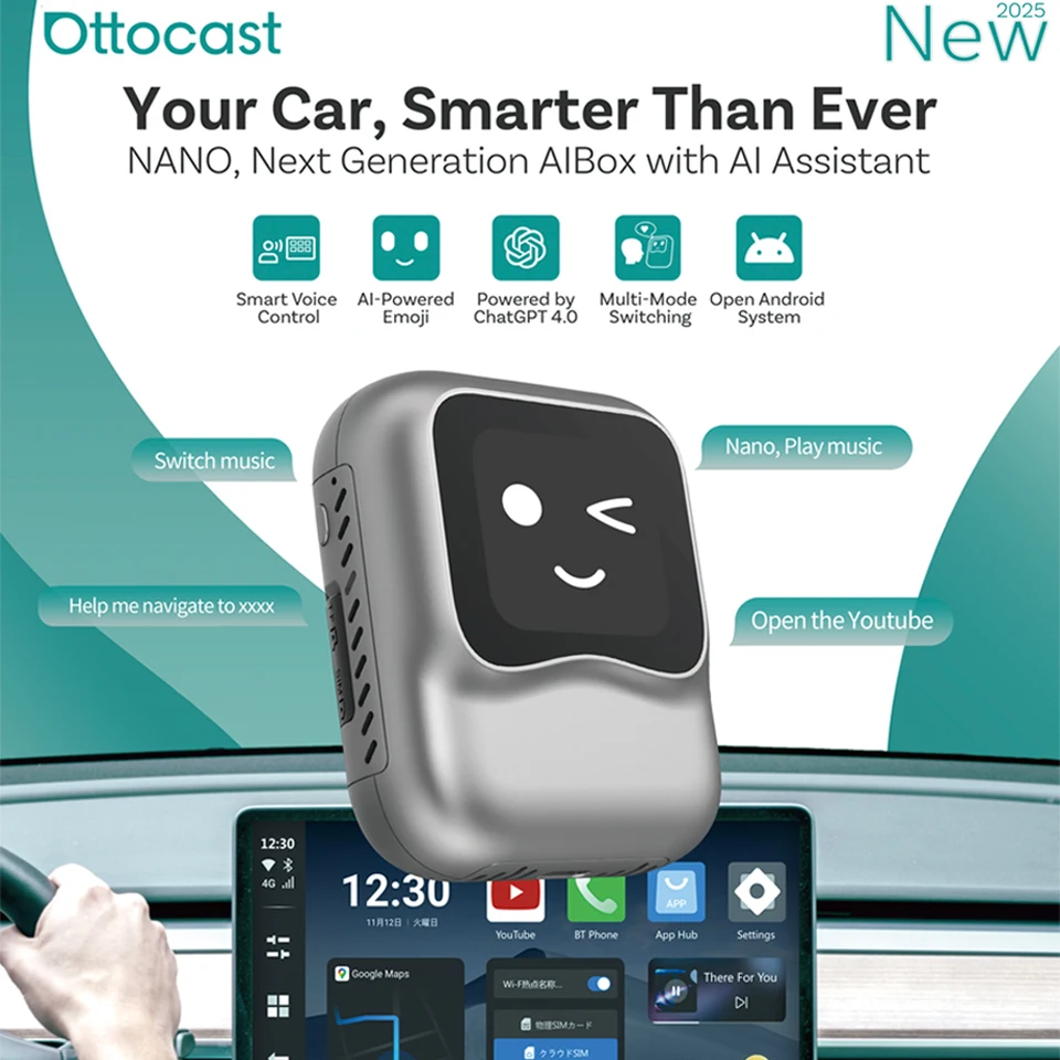 【新品】Ottocast® CarPlay AI Box 8GB+128GB OTTOCAST Nano AI BOX Wirelss Carplay Android Auto AdaPter Android
