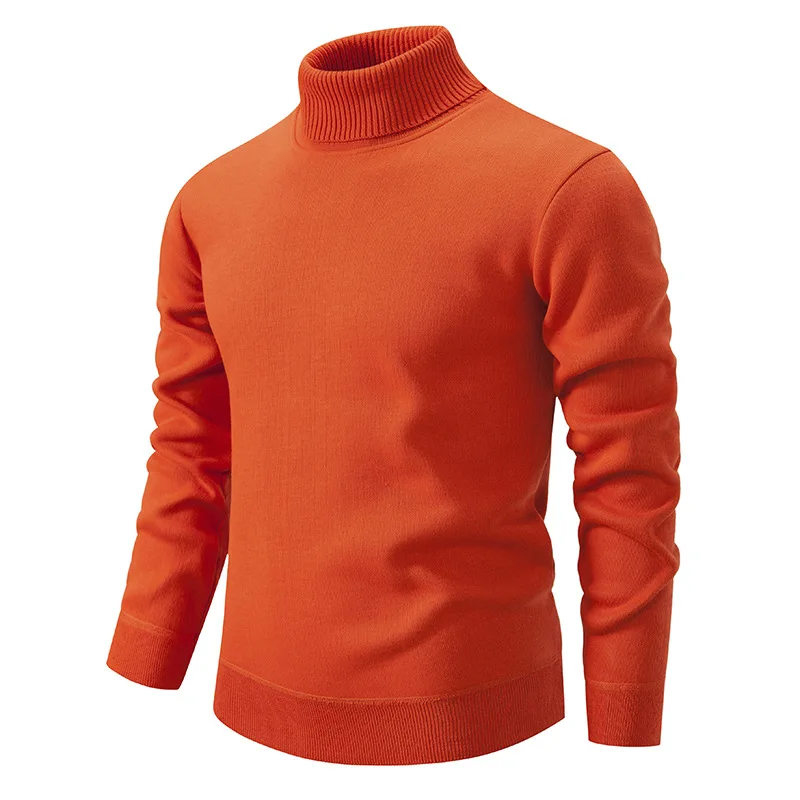 Mens Autumn Winter Turtleneck Sweater Mens Casual Slim Solid Thicken Fleece Warm Knitted Pullover Street Versatile Knitwear 4XL 6