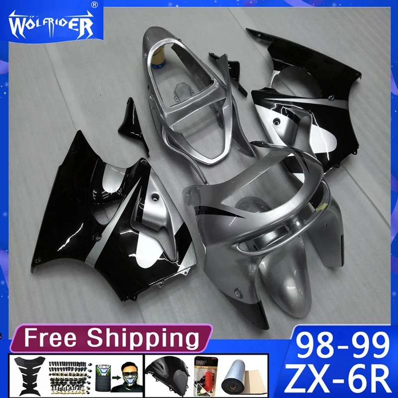 

Motorcycle ABS plastic fairings Kit for ZX6R 98 99 ZX-6R 1998-1999 Motorbike darkgrey black fairing Manufacturer Customize cover