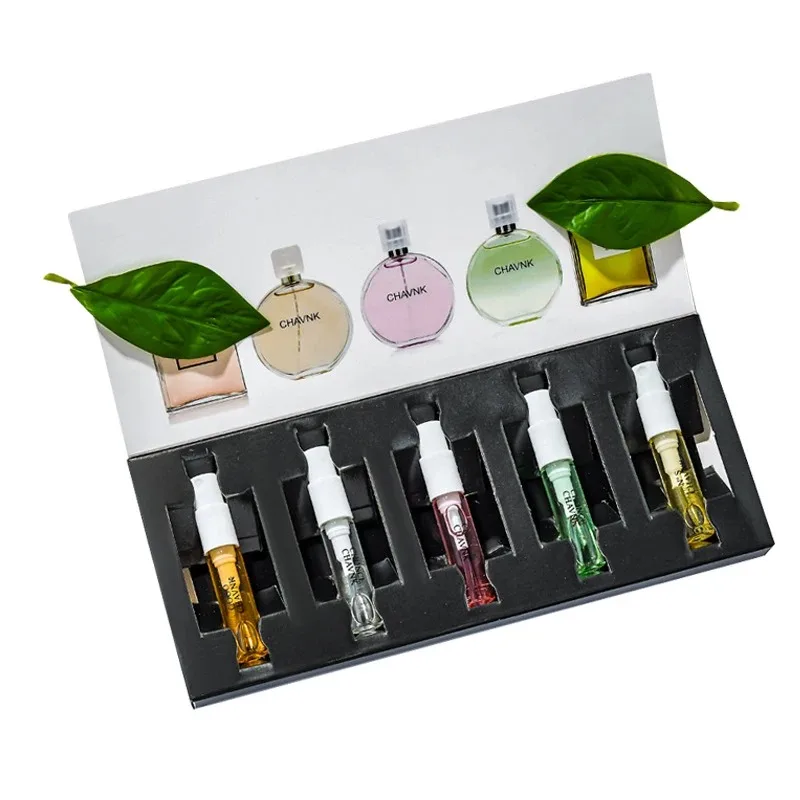 Set di profumi da donna 5*3ml, fragranza floreale fresca e a lunga durata, eau de toilette, confezione regalo, cinque pezzi a base vegetale_voghion.com