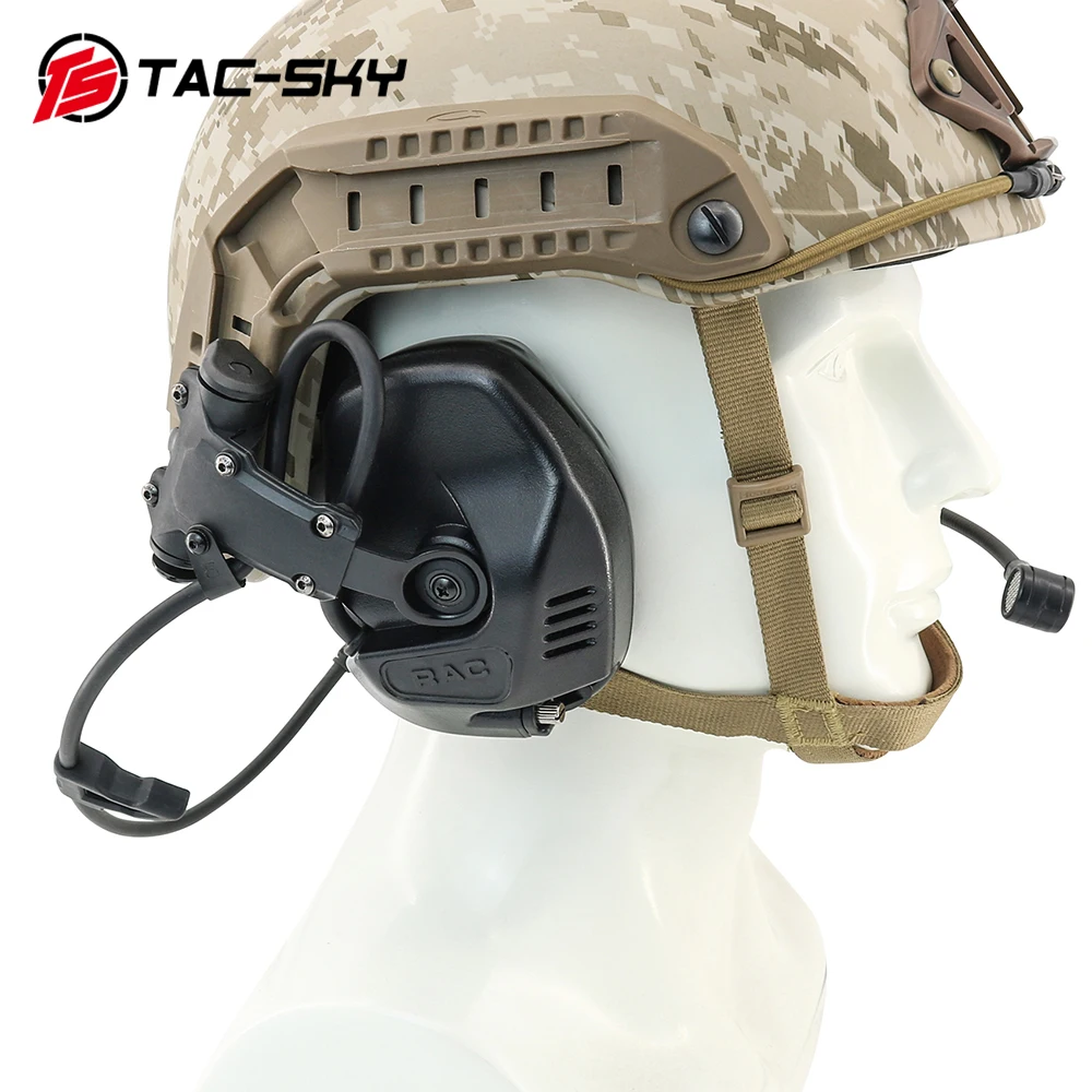 TS TAC-SKY 전술 헤드셋 RAC 야외 사냥 스포츠 헤드셋 ARC 헬멧 트랙과 호환되는 FAST /ACH/MICH 시리즈 헬멧