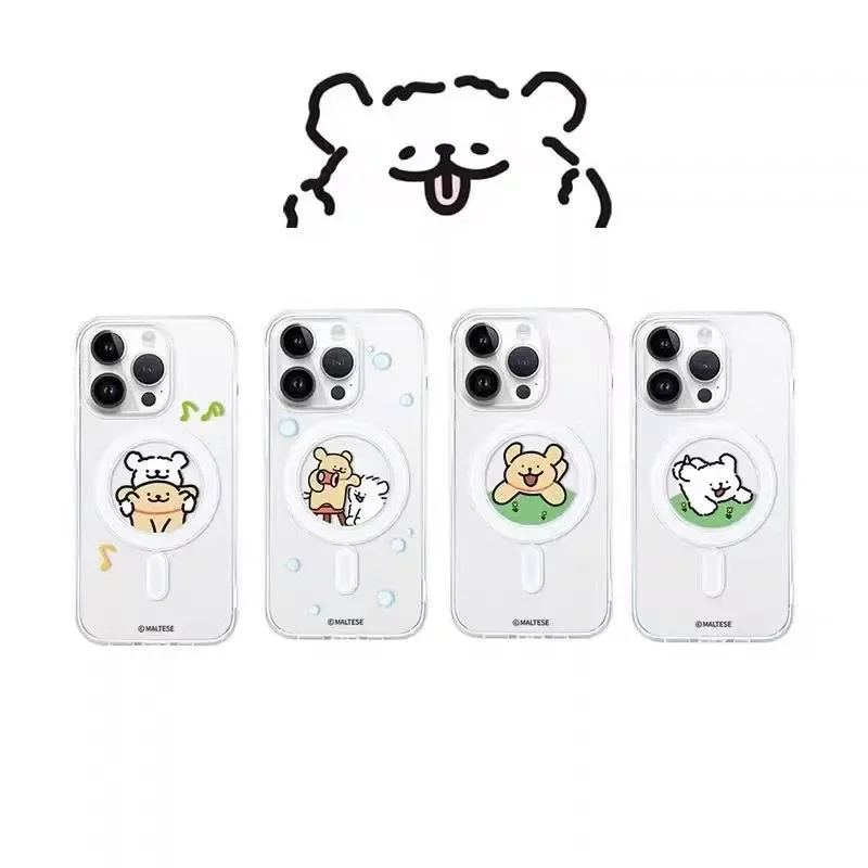 Kawaii Line Puppy Cute Cartoon Couple For MagSafe Creative Phone Case For thumbnail 2