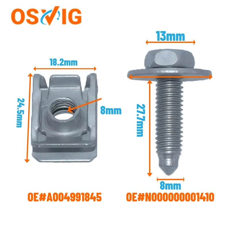 1SET 5pcs NO# A0049941845 + 5pcs OE# N000000001410 Connect Body Screw with Washer & U-Nut-for Mercedes-Benz