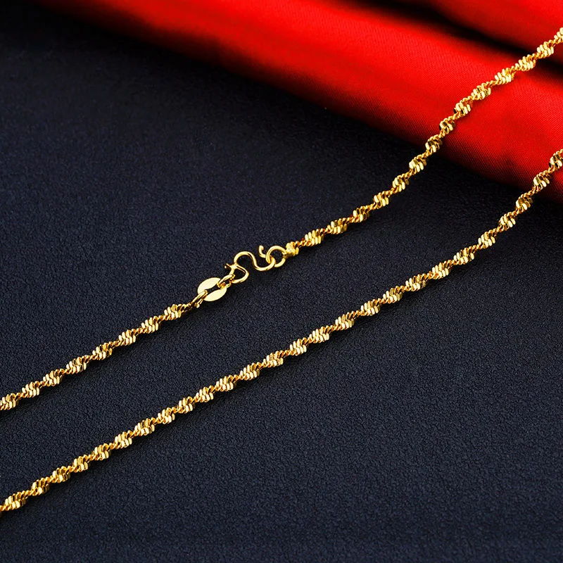 

Gold Plated Water Wave Chain Necklace For Women Jewelry lengthening High Grade Clavicle Chain Hot New Product