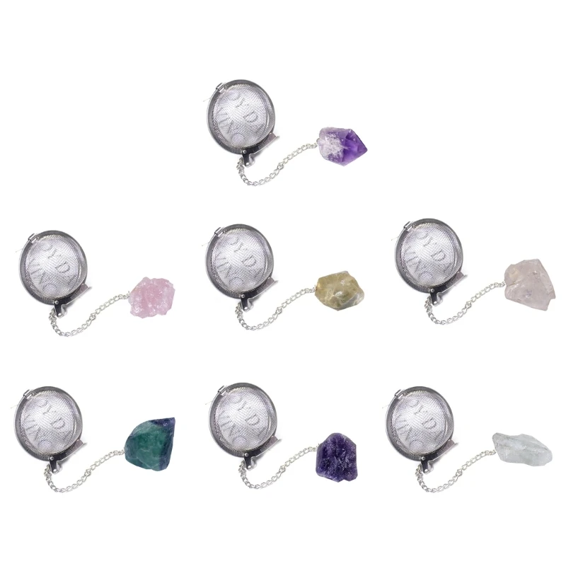 Crystal Stone Tea Strainers with Fine Mesh Extend Chain Hook Tea Balls Infuser