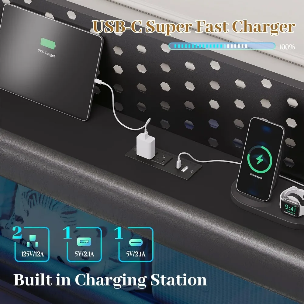 Queen Floating Storage Bed 3