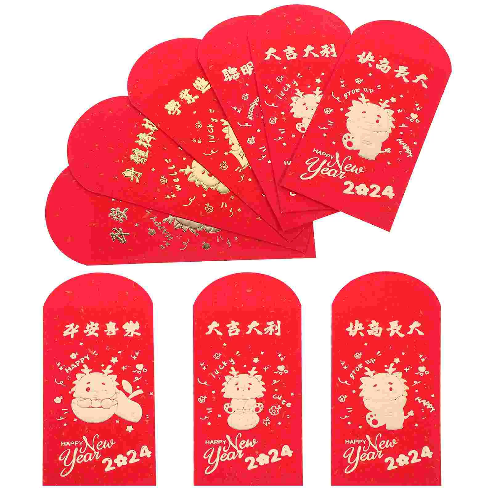 

Красные конверты для китайского Нового года, 2024 год зодиака, дракон, новогодние пакеты для денег на удачу, китайские гонконгские красные пакеты Bao, подарок