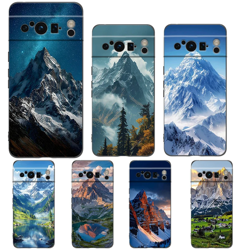 Mountain Peaks Landscape Shockproof Phone Case - Soft TPU Black Cover