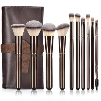 Set di pennelli per trucco professionale da 10 pezzi, polvere, fard, pennello per fondotinta, evidenziare, ombretto, pennelli per labbra Strumenti per trucco di bellezza