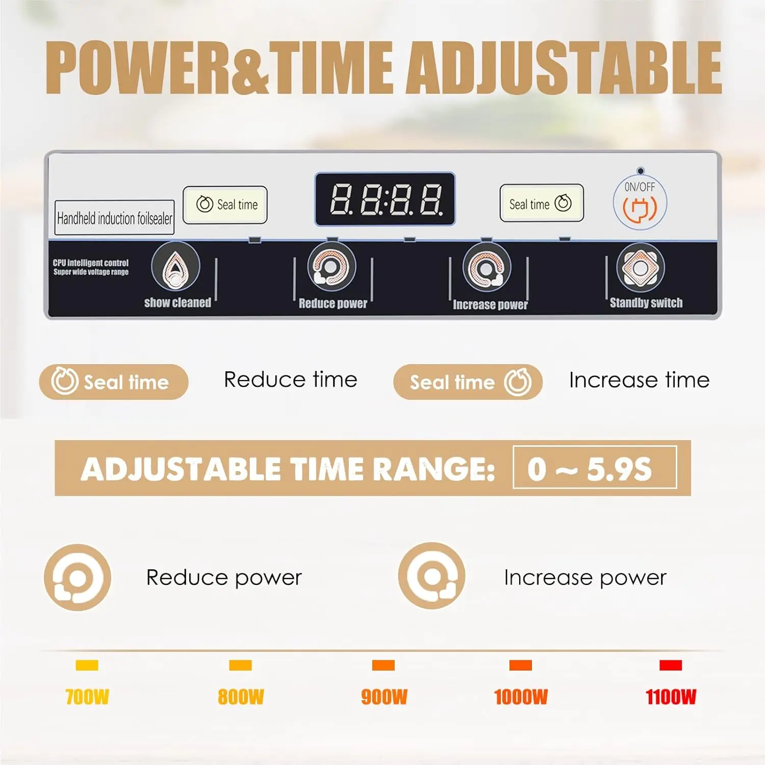 20-100MM Induction Sealer 800W-1200W Handheld Heat Sealing Machine Electromagnetic Bottle Cap Sealer for Plastic Glass Bottle